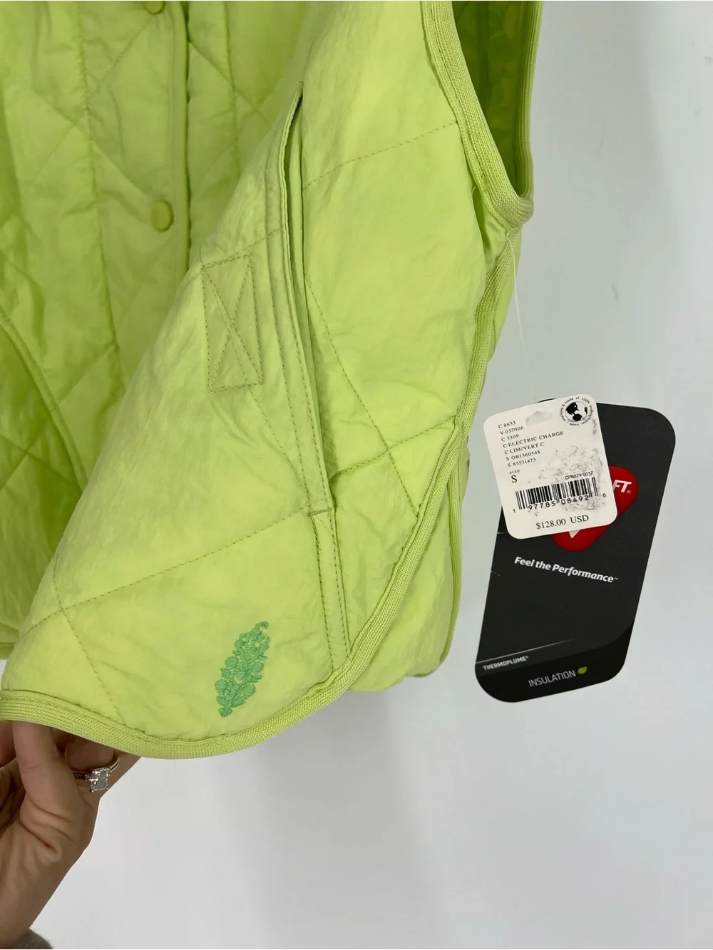 Free People Movement Quinn Lime Green Quilted Windbreaker Athletic Vest S NWT